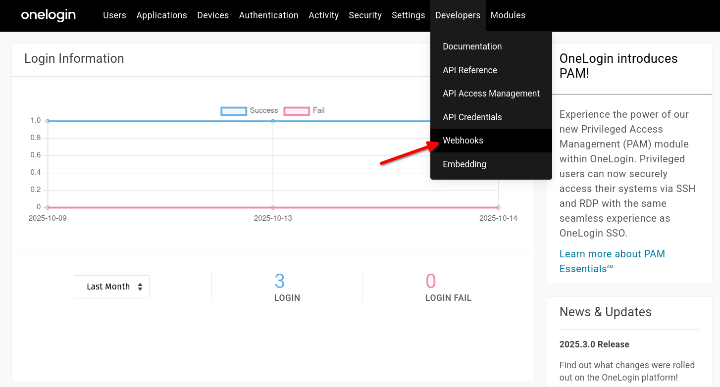 Navigate to 'Webhooks'