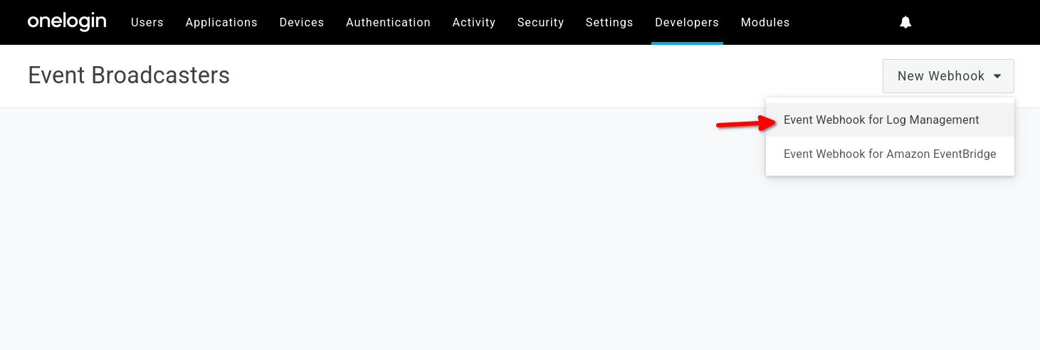 Click to create a new webhook