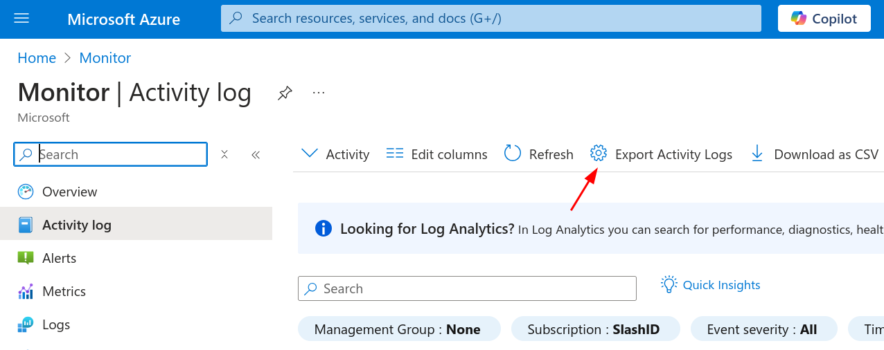 Export activity logs