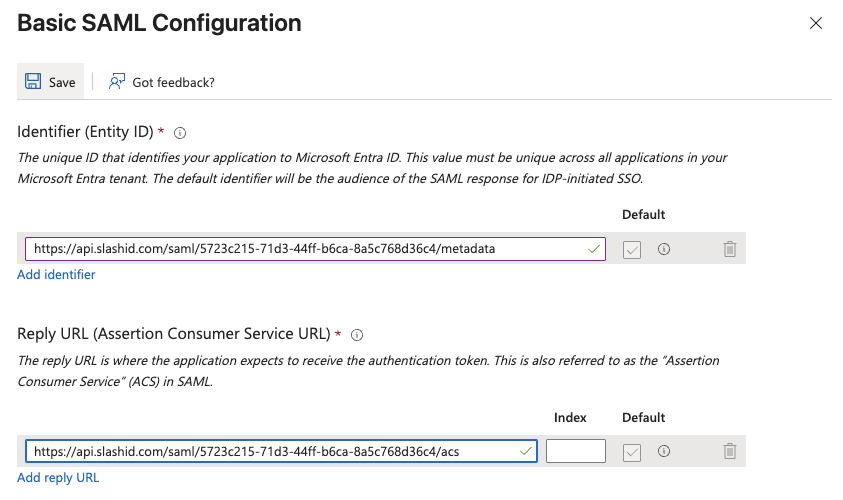 Entra - SAML Configuration