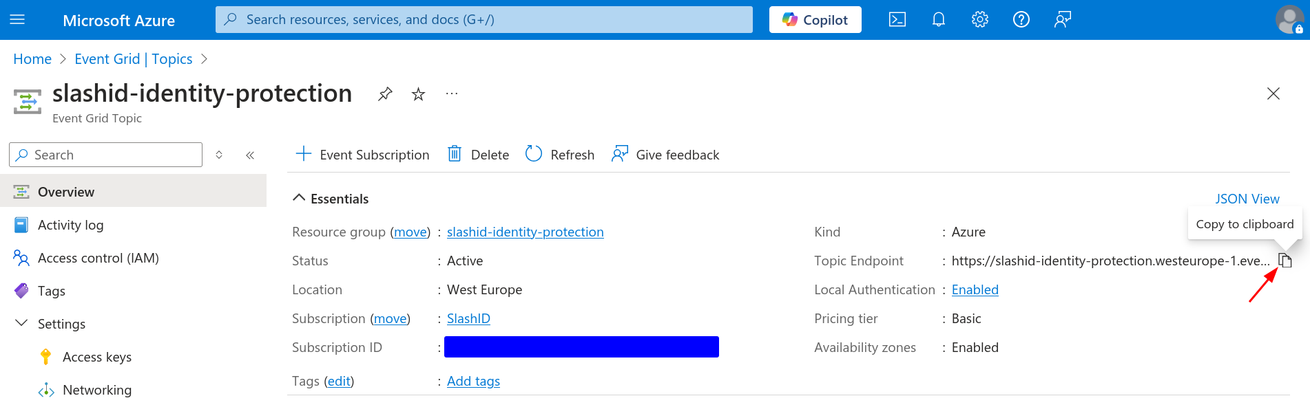 See the endpoint of the Event Grid Topic