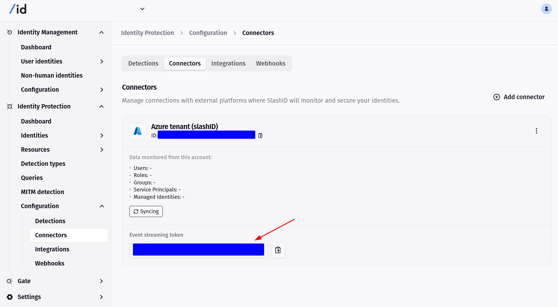 Acquire the SlashID event streaming token